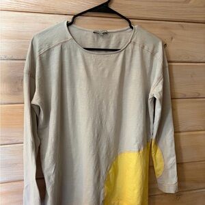 Lisa Todd Long Sleeve Beige and Yellow Top Size Small